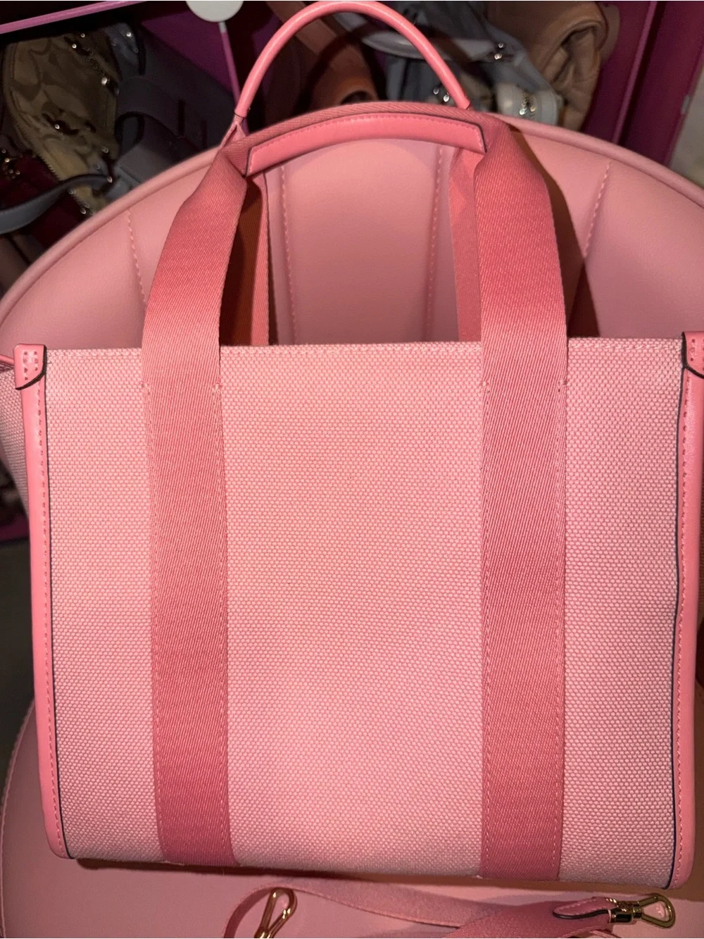 Kate Spade Pink Canvas Logo Strap Tote with Removable Crossbody